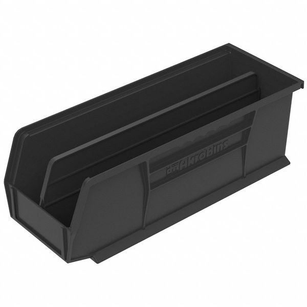 Hang & Stack Storage Bin, Black, Plastic, 14 3/4 in L x 5 1/2 in W x 5 in H, 50 lb Load Capacity