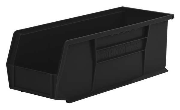 Hang & Stack Storage Bin, Black, Plastic, 14 3/4 in L x 5 1/2 in W x 5 in H, 50 lb Load Capacity