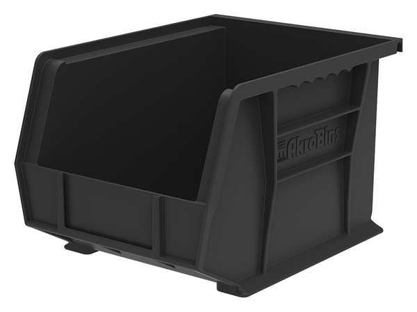 Hang & Stack Storage Bin, Black, Plastic, 10 3/4 in L x 8 1/4 in W x 7 in H, 50 lb Load Capacity