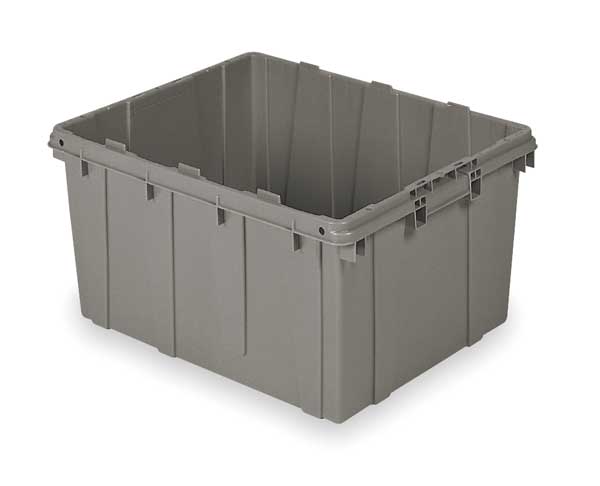 Nesting Container, Gray, Polyethylene, 24 in L, 20 in W, 12 3/8 in H, 2.34 cu ft Volume Capacity