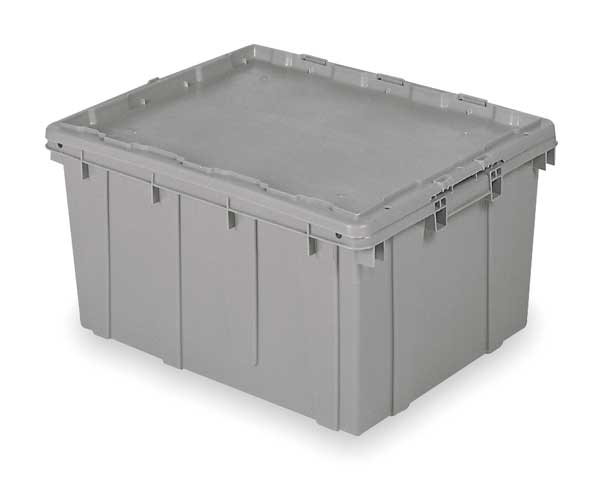 Nesting Container, Gray, Polyethylene, 24 in L, 20 in W, 12 3/8 in H, 2.34 cu ft Volume Capacity