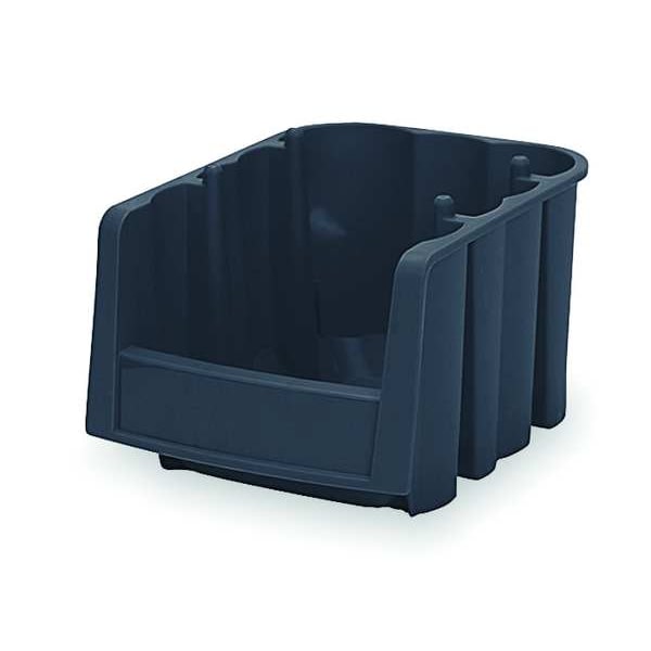 Stack & Nest Bin, Black, Plastic, 6 5/8 in W x 5 in H, 6 lb Load Capacity