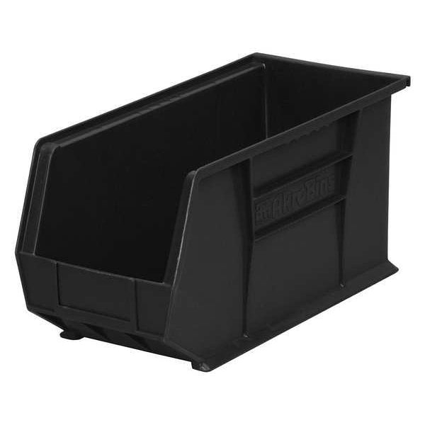 Hang & Stack Storage Bin, Black, Plastic, 18 in L x 8 1/4 in W x 9 in H, 60 lb Load Capacity