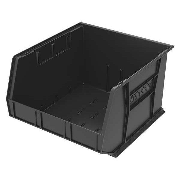 Hang & Stack Storage Bin, Black, Plastic, 18 in L x 16 1/2 in W x 11 in H, 75 lb Load Capacity