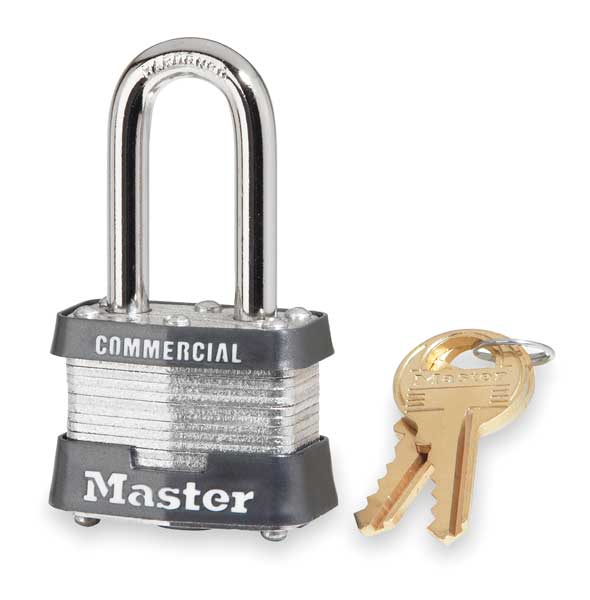 Padlock, Keyed Alike, Long Shackle, Rectangular Steel Body, Steel Shackle, 5/8 in W