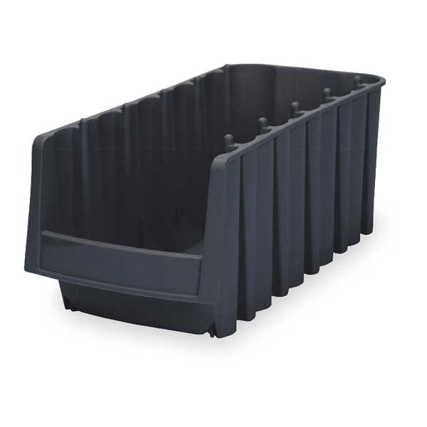 Stack & Nest Bin, Black, Plastic, 6 5/8 in W x 7 in H, 24 lb Load Capacity