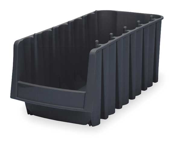Stack & Nest Bin, Black, Plastic, 8 3/8 in W x 7 in H, 24 lb Load Capacity