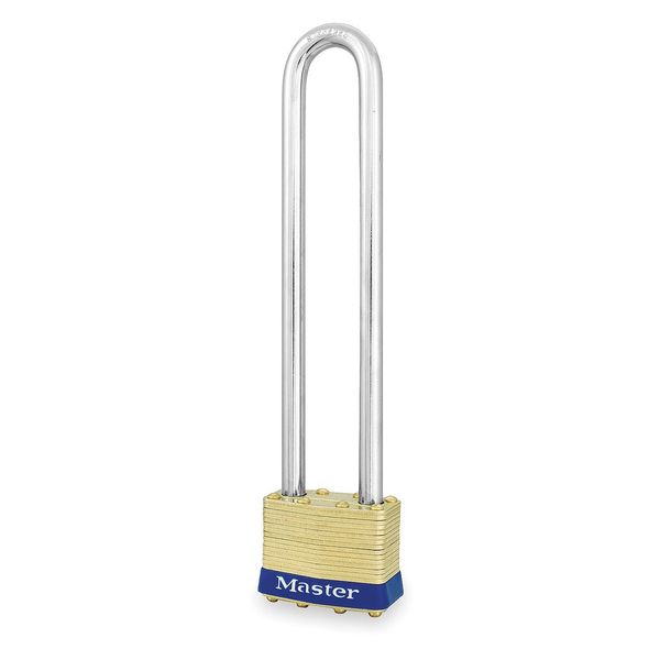 Padlock, Keyed Alike, Long Shackle, Rectangular Brass Body, Steel Shackle, 3/4 in W