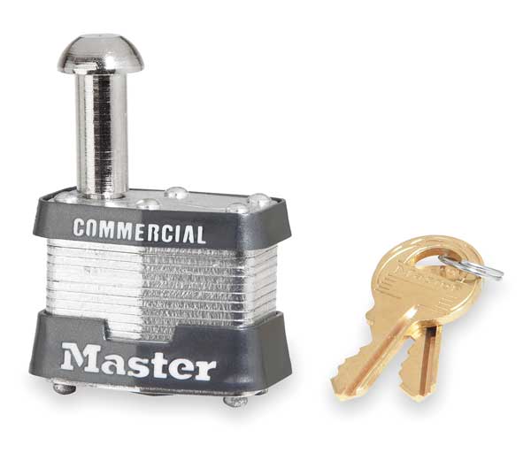 Padlock, Keyed Alike, Single Post Shackle, Rectangular Steel Body, Steel Shackle, 5/8 in W