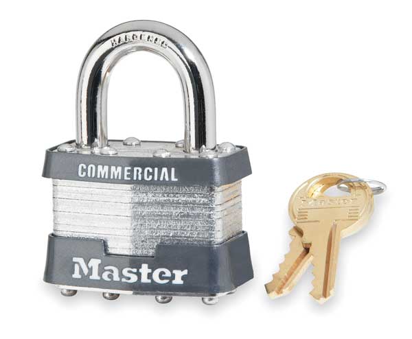 Padlock, Keyed Alike, Standard Shackle, Rectangular Steel Body, Steel Shackle, 3/4 in W