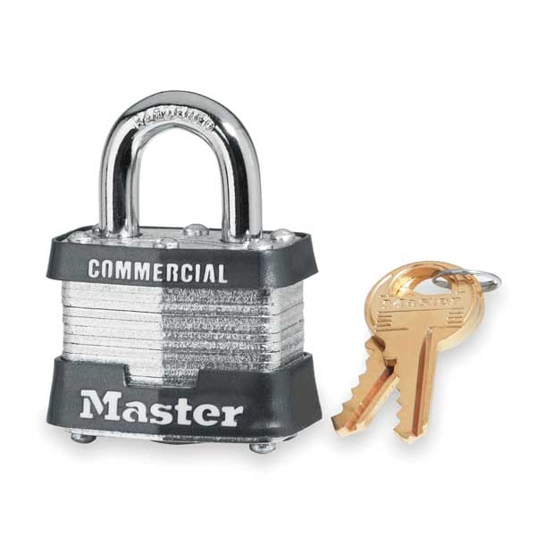 Padlock, Keyed Alike, Standard Shackle, Rectangular Steel Body, Steel Shackle, 5/8 in W