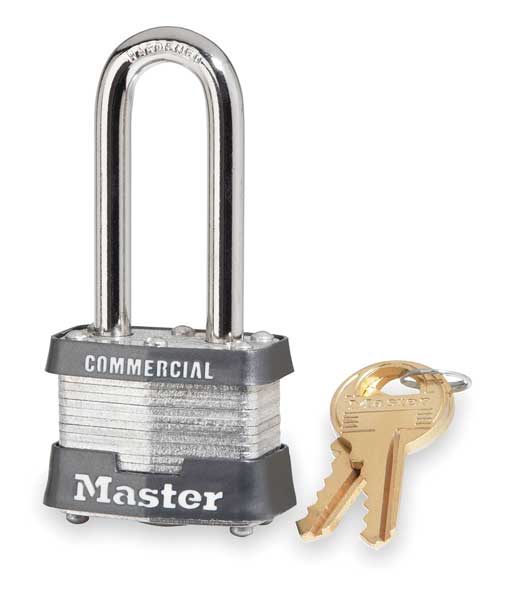 Padlock, Keyed Alike, Long Shackle, Rectangular Steel Body, Steel Shackle, 5/8 in W