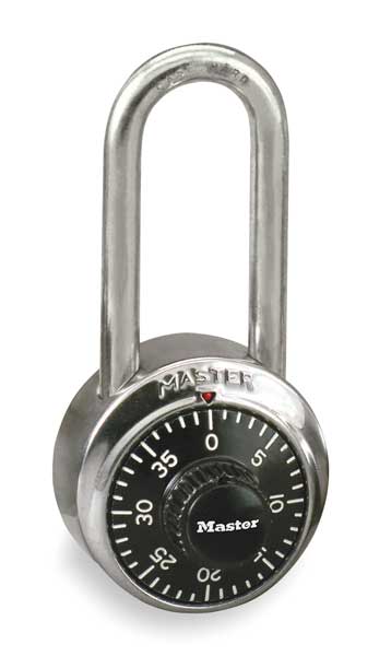 Combination Padlock, Front, Black/Silver