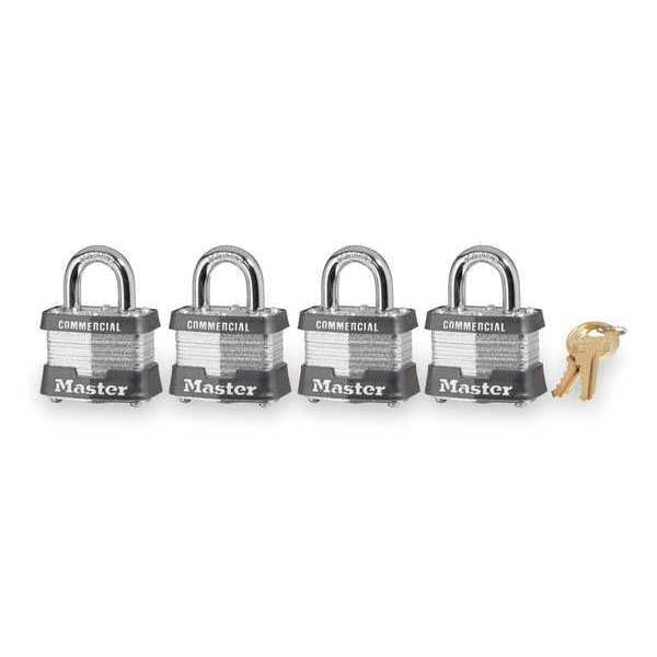 Padlocks, Keyed Alike, Standard Shackle, Rectangular Steel Body, Steel Shackle, 5/8 in W