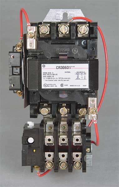 Nonreversing Magnetic Motor Starter, No Enclosure NEMA Rating, 120V AC, 3 Poles