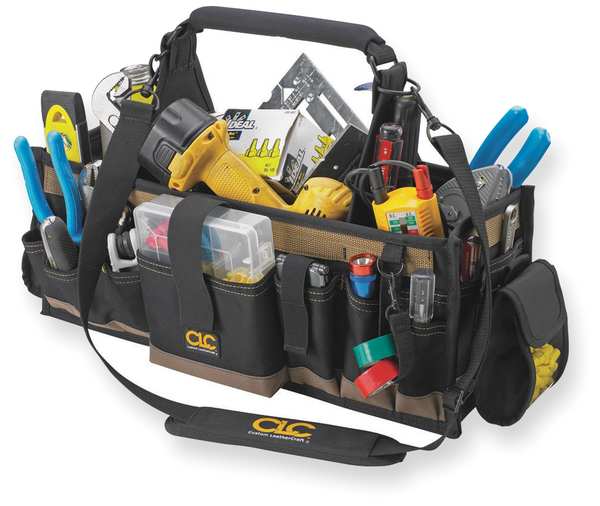 Tool Tote, Polyester, 42 Pockets, Black, 15