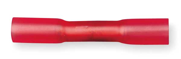 Butt Splice Connector, 22-18 AWG, Red, PK25, Max. Voltage: 600 V
