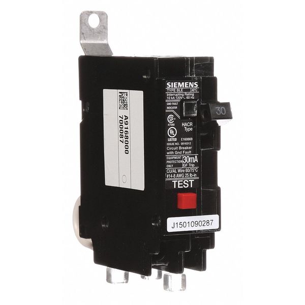 Miniature Circuit Breaker, 30 A, 120V AC, 1 Pole, Bolt On Mounting Style, BLE Series