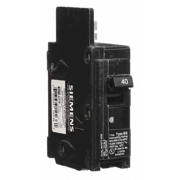 Miniature Circuit Breaker, 40 A, 120V AC, 1 Pole, Bolt On Mounting Style, BQ Series