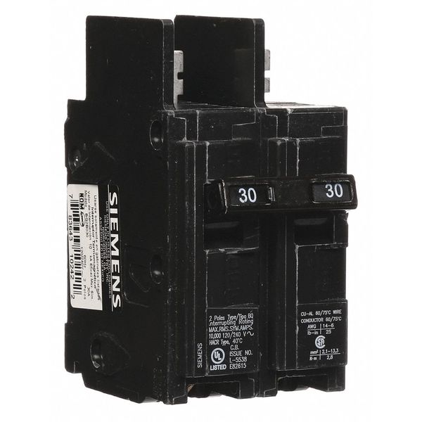 Miniature Circuit Breaker, 30 A, 120/240V AC, 2 Pole, Bolt On Mounting Style, BQ Series