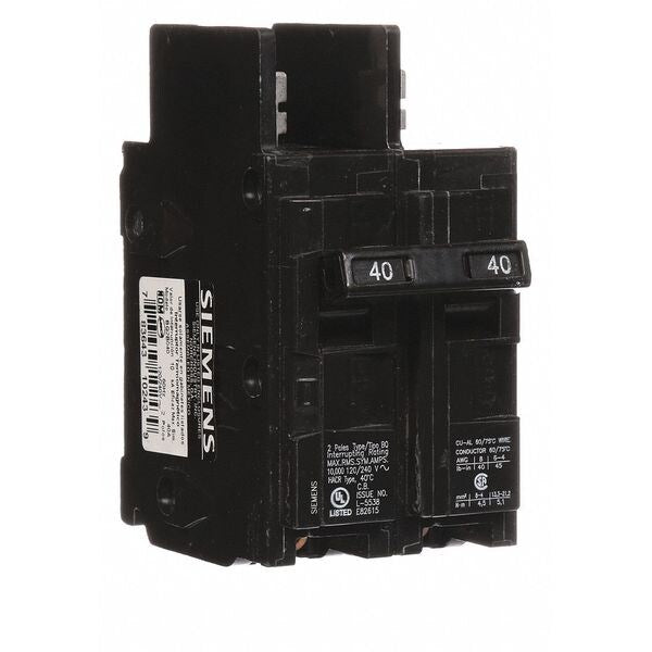 Miniature Circuit Breaker, 40 A, 120/240V AC, 2 Pole, Bolt On Mounting Style, BQ Series
