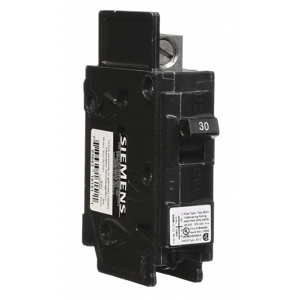 Miniature Circuit Breaker, 30 A, 120V AC, 1 Pole, Bolt On Mounting Style, BQH Series