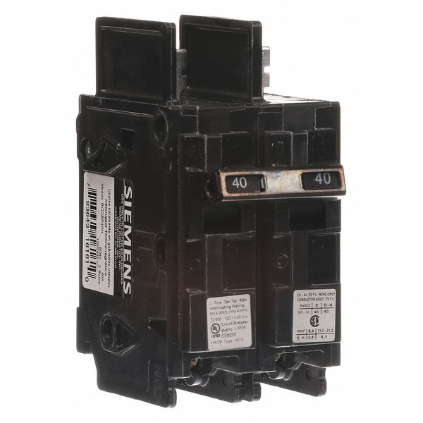 Miniature Circuit Breaker, 40 A, 120/240V AC, 2 Pole, Bolt On Mounting Style, BQH Series
