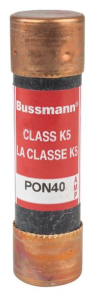 Fuse, Time Delay, 40 A, PON Series, 250V AC, Not Rated, 76.2mm L x 20.6mm dia