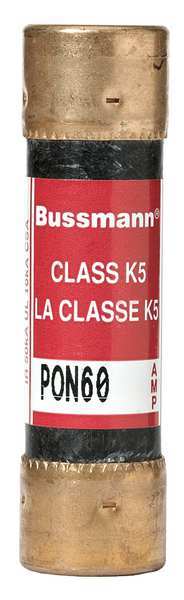Fuse, Time Delay, 60 A, PON Series, 250V AC, Not Rated, 76.2mm L x 20.6mm dia
