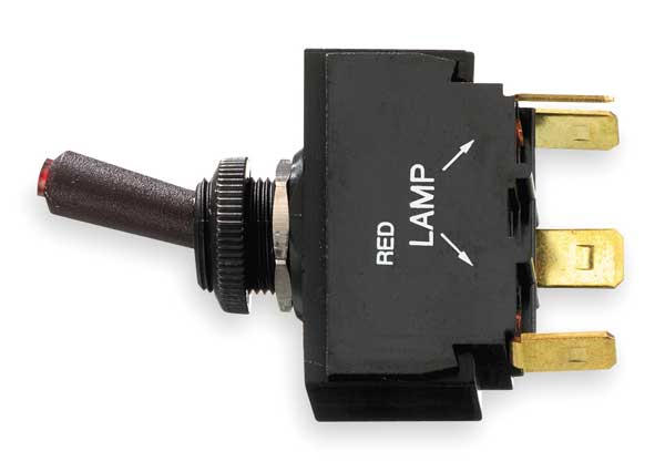 Marine Lighted Toggle Switch, SPST, 4 Connections, On/Off, 15A @ 12VDC