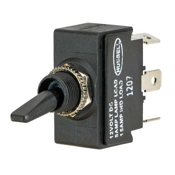 Marine Toggle Switch, DPDT, 6 Connections, On/Off/On, 15A @ 12VDC