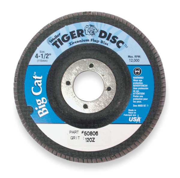 Arbor Mount Flap Disc, 4-1/2in, 120, Fine