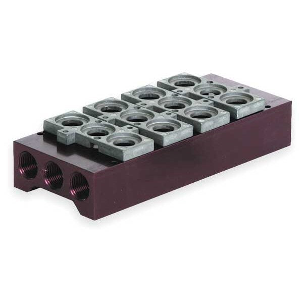 Manifold Block, 4 Stations, 3/8 NPT