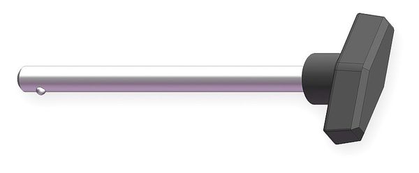 Detent Pin, 2 In T Knob, 3/8 In, 2 1/2 In