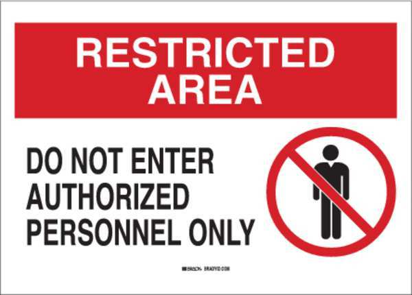 Admittance Sign, 10 in H, 14 in W, Plastic, Rectangle, English, 95468