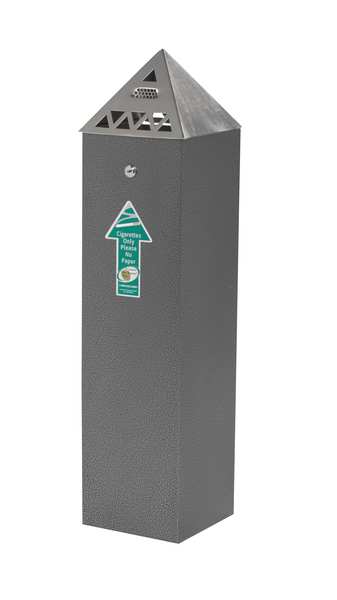 Cigarette Receptacle, 1-3/4 gal., Black