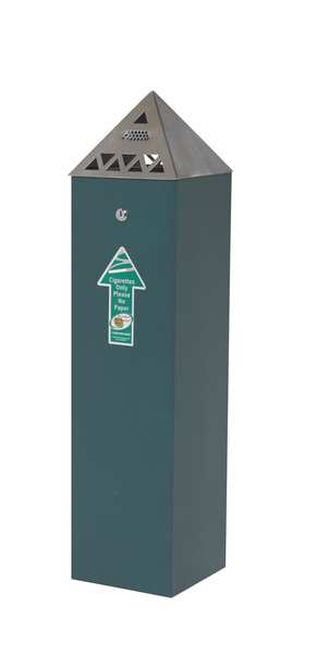 Cigarette Receptacle, 1-3/4 gal., Black