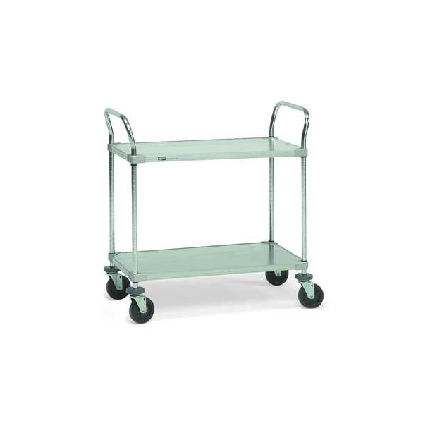 Steel Utility Cart with Flush Metal Shelves, (2) Raised, 2 Shelves, 600 lb