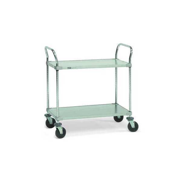 Steel Utility Cart with Flush Metal Shelves, (2) Raised, 2 Shelves, 600 lb