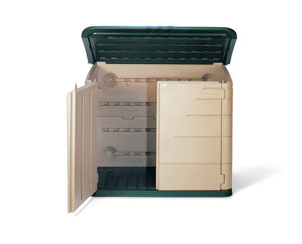 17 cu ft Resin Vertical Outdoor Storage Shed, Sandstone