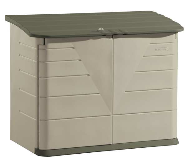 17 cu ft Resin Vertical Outdoor Storage Shed, Sandstone