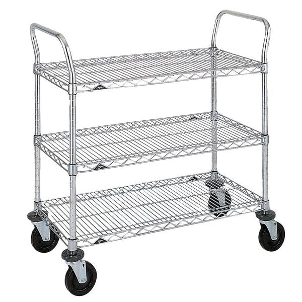 Wire Cart, 18 In. W, 36 In. L, Chrome