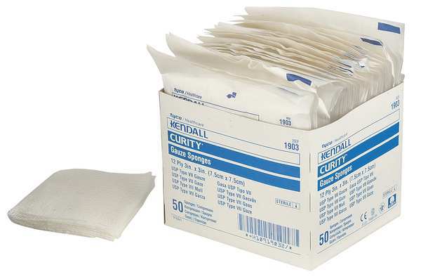 Sponge, Non-Sterile, White, Gauze, PK50