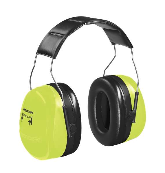 Peltor Optime Over-the-Head Earmuffs, Passive, NRR 30dB, Black/Green