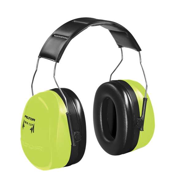 Peltor Optime Over-the-Head Earmuffs, Passive, NRR 30dB, Black/Green