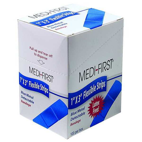 Metal Detectable Bandages, Blue, PK100