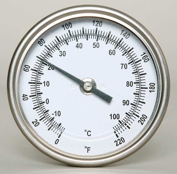 Bimetal Thermom, 3 In Dial, 0 to 220F