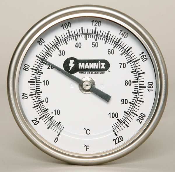 Bimetal Thermom, 3 In Dial, 0 to 220F