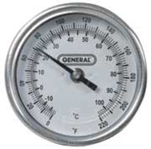 Bimetal Thermom, 3 In Dial, 0 to 220F
