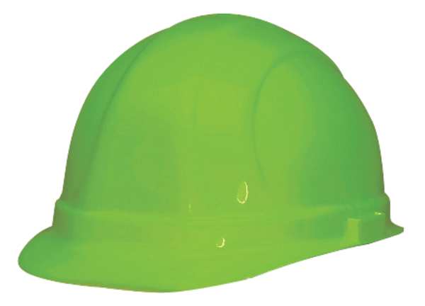 Front Brim Hard Hat, Type 1, Class E, Ratchet (6-Point), Hi-Vis Lime